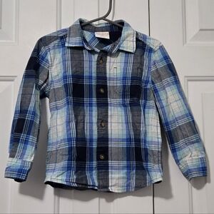 Blue Plaid Toddler Shirt - 3T